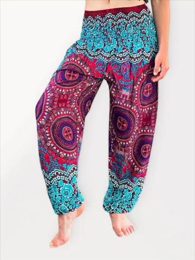 Genie Yoga Pants - Turquoise & Red