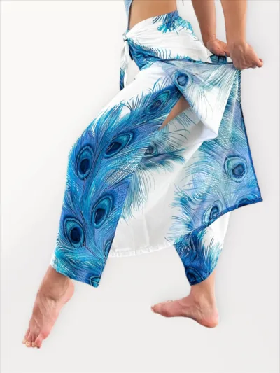 Wrap Pants - White & Blue