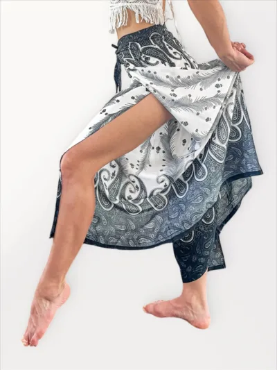 Wrap Pants - White & Gray